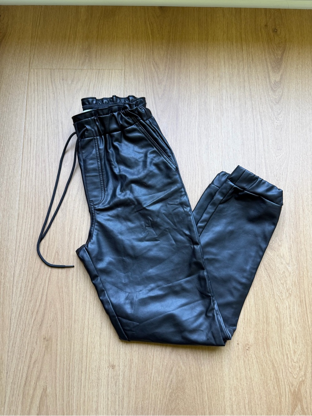 Abercrombie & Fitch Black Faux Leather Jogger Pants